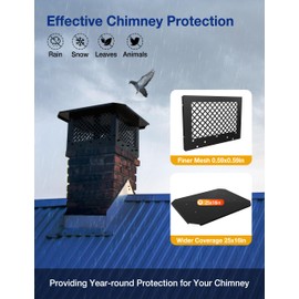 Hahaemall Chimney Cap, 10" x 19" Chimney Cover, Chimney Rain Caps, Adjustable Fireplace Chimney Caps for Outside to Fit Existing Clay Flue Tile Sizes, Black