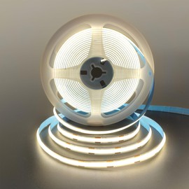 Clearhill 12V COB 480LED Strip Lights,9.84FT/3M（No Power Supply）,Natural White 4000K,480LEDs/M,with 5521DC Male and Female Connectors,8mm Width,CRI90,Electroplated Double-Sided Panel,IP20,for Indoor