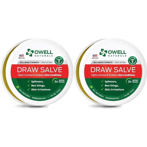 OWELL Naturals Draw Salve–2oz Natural Powerful Salve, Provides Relief from Topical and Irritations, Splinters, Sores, Bee Stings,Foreign Objects Embedded in The Skin