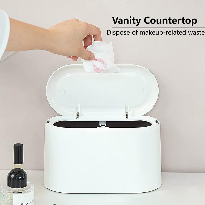 SUBEKYU Mini Trash Can with Lid,Small Desk Trash Can,Countertop Mini