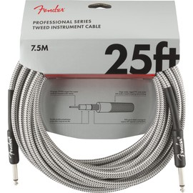Fender Professional Series Tweed Instrument Cable, Guitar Cable, Guitar Accessories, Straight/Straight, White, 25ft