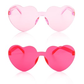 Uintoon Heart Sunglasses 2 Pairs Pink Heart Glasses for Women Girls Cute Heart Shaped Sunglasses Funny Party Glasses Bachelorette Party Favors Pink Accessories for Women Birthday Decorations Gifts