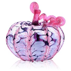 Luke Adams Glass Handmade Glass Pumpkins Handmade Table Top Home Decor (Squat, Cherry Blossom)