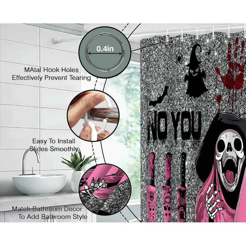 Halloween Shower Curtain Scary Face Funny Ghost Gothic Spooky Party