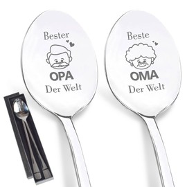 Set of 2 Coffee Spoons with Engraving, Engraved Spoons, Highly Polished Dessert Spoons, Tea Spoons, Love Spoons, Engraved Coffee Spoons, Stainless Steel Spoons, Christmas Gifts for Grandma and Grandpa