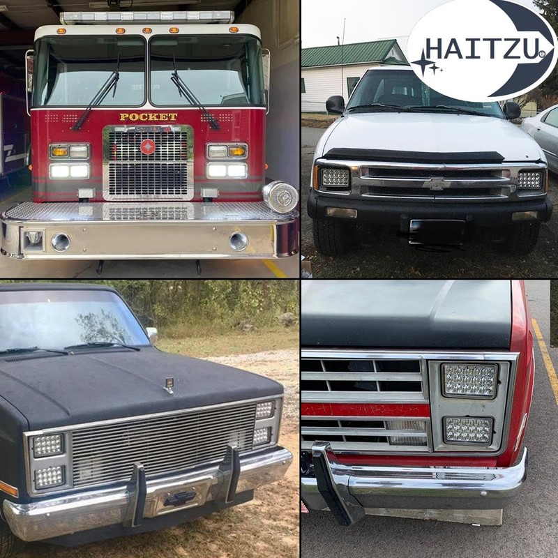 Haitzu 4x6 Headlights Led 4PCS w/H4 Socket Headlamp Compatible with