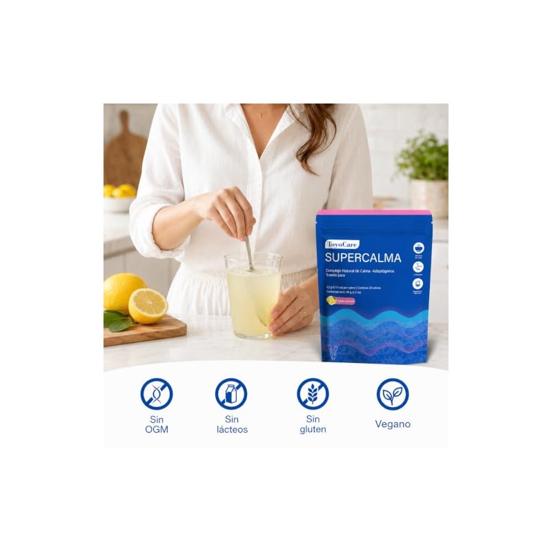 Supercalm Suplemento en Polvo Sabor Limón, 20 Sobres, 90 g