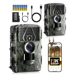 NOXOWL 2Pack Trail Camera WiFi 60MP/8k Game Camera with No Glow Night Vision Waterproof,0.05s Trigger Motion Activated Hunting Camera for Outdoor Wildlife Deer Scouting,Monitoring Home Security