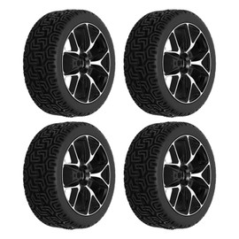 4Pcs Rubber Tires Aluminum Alloy Exquisite Simple Installation Tyres for 1/10 Flat Sports CarsBlack