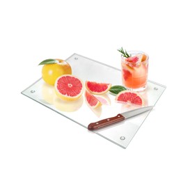Seelenruhe Tempered Glass Cutting Board for Kitchen Counter, 8x12 inch Clear Cutting Board for Countertop, Non-Slip, Heat-Resistant, Easy to Clean, Kitchen Decoration