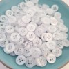 MajorCrafts 120pcs 9mm Clear White Pearlescent 4 Holes Small Round