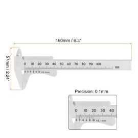 HARFINGTON 20pcs Mini Plastic Vernier Caliper 100mm Single Scale Metric Sliding Gauge Measuring Tool Ruler for Inside Outside Depth Measuring, White