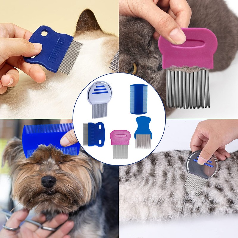OBSCYON 6Pieces Stainless Steel Metal Professional Lice Combs Double Sided