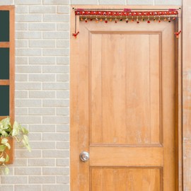 Toran Bandhanwar Door Wall Decorative Cloth Hanging for Festival Traditional Indian Home Office Temple Pooja Décor Decoration and Gifting Size- 40 inches (Red Color- Kodi Design)