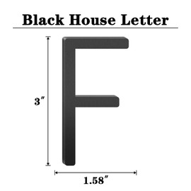 3 Inch Floating Aluminum House Address Numbers Letters, Modern Metal House Numbers for Outside, Black Metal Door Address Letter and Number for Home Garden Office Apartment (F)