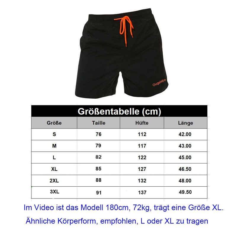 Ougelebo Swimming Trunks Men's Quick-Drying Beach Shorts with Mesh Lining,