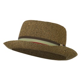 Kid's Pork Pie Stripe Band Fedora - Brown OSFM