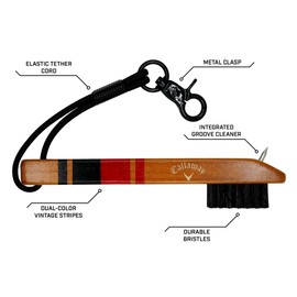 Callaway Heritage Wood Golf Club Brush with Groove Cleaner, Black/Red