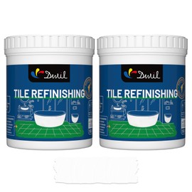 DWIL Tub and Tile Refinishing Kit - Low Odor DIY Sink Bathtub Countertop Repair White Coating, Easy Cover Application, Refacing Bathroom Kitchen, 2 Pack Bathtub kit with tools, Semi-Gloss White