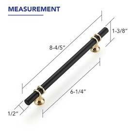 Ravinte Hardware 5 Pack 8-13/16 Inch Matte Black&Gold Cabinet Pulls Handles Kitchen Cabinet Handles Drawer Pulls Kitchen Cabinet Hardware Cupboard Handles Dresser Drawer Pulls 6-1/4 Inch CC