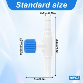 Aquarium Air Valve, 10 Pcs Aquarium Air Pump Control Valves T Shaped Single Way Plastic Air Flow Control Regulator Aquarium Air Pump Accessories for Fish Tank 3/16" ID Tubing (Blue White)