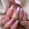 Virellay Almond Nail Tips (Pink Cat Eye, Pack of 24)
