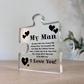 Red Ocean Gifts for Him, I Love You Gifts for Him, My Man Acrylic Block Puzzle, Birthday Gift, Gift For Anniversary, Valentine's Gift for Boyfriend, Husband, Romantic Gifts, Couple Gifts Keepsake