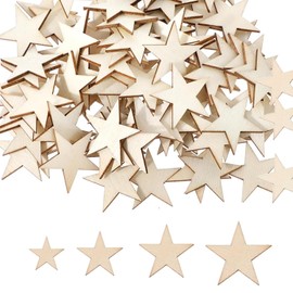 200 Pcs Wooden Star，Mini Blank Wooden Craft Ornaments，Wood Cutout Star Shape Embellishment for Crafting Christmas Tree Decorations Baubles ，Crafts DIY Supplies Gifts to Paint Your own Sets