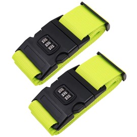 VOANZO 2 x Luggage Straps for Suitcase Suitcase Straps with Lock Length 2M Width 5CM Green
