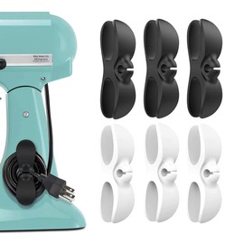 BAYLOVE Paquete de 6 Organizador de Cables, Organizador de Cables para Electrodomésticos, Para Mezclador, Licuadora, Cafetera, Olla Presión y Freidora de Aire, Más limpio Ordenado(Negro*3, Blanco*3)