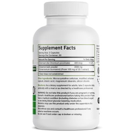Bronson Cinnamon 2000 MG per Serving Plus Chromium Supports Sugar Metabolism, High Potency Chromium, Non-GMO, 120 Vegetarian Capsules