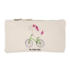 Mr. & Mrs. Panda M Makeup Bag Unicorn Cyclist, White, Hand drawn
