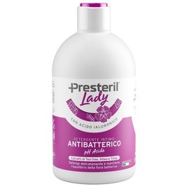 Presteril Lady Detergente Intimo Antibatterico - Con Acido Ialuronico, Altea, Timo e Tea Tree, Azione Igienizzante e Protettiva, pH 3.0/4.0, 500 ml