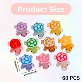 Pack of 60 Mini Luminous Turtles Resin, Sea Creatures Figures, Miniature Figures, Turtle Figures, Dark Luminous Colourful Mini Animals, Sand Animals, Small Turtles Landscape Scenes for Garden