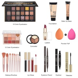 GlinGraGe All in One Makeup Kit for Teen Girls - Gift Set with Eyeshadow, red