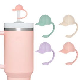 JarThenaAMCS 4PCS Cap Straw Covers Cute Silicone Reusable Straw Topper 4 Colors Straw Tips Covers 10mm 0.4 Inch for 30 & 40 OZ Tumbler Cups