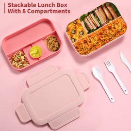 Bento Adult Lunch Box, 2000 ml Lunch Box with Compartments, Lunch Box for Adults, Lunch Box, Leak-Proof Food Box, Lunch Box with Dividers, Breakfast Box with Cutlery