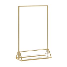 HIIMIEI Acrylic Gold Sign Holder, 5x7 Gold Acrylic Picture Frames Clear Double Sided Menu Holder for Wedding Table Number 6 Pack