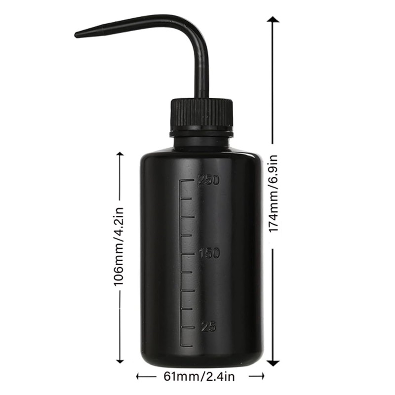 AIMALL Curved Nozzle wash Bottles, 10 Bottles, Black, 250 ml