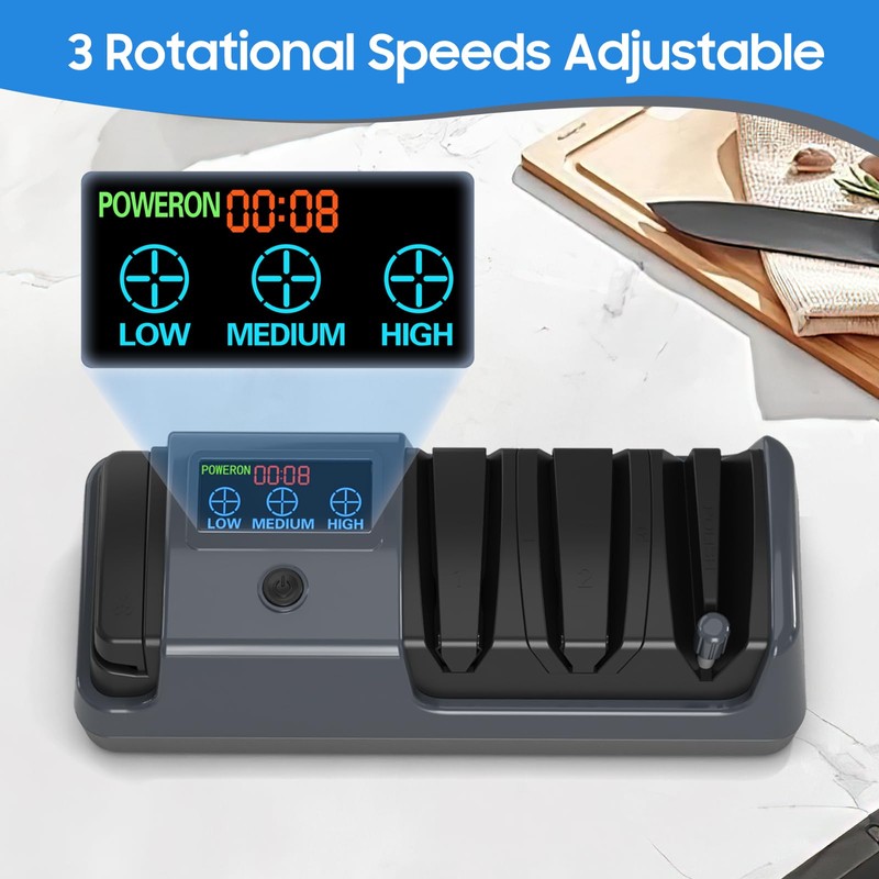 5-in-1 Electric Knife Sharpener for Kitchen Knives, with 100% Diamond
