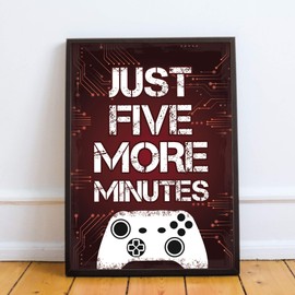 Boys Bedroom Wall Art Red Gamer Gift Retro Gaming Sign Framed Print For Gaming Lover