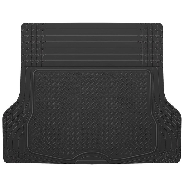 BDK-MT-785 Heavy Duty Cargo Liner Floor Mat-All Weather Trunk Protection, Trimmable to Fit & Durable HD Rubber Protection for Car SUV Sedan Auto - Black