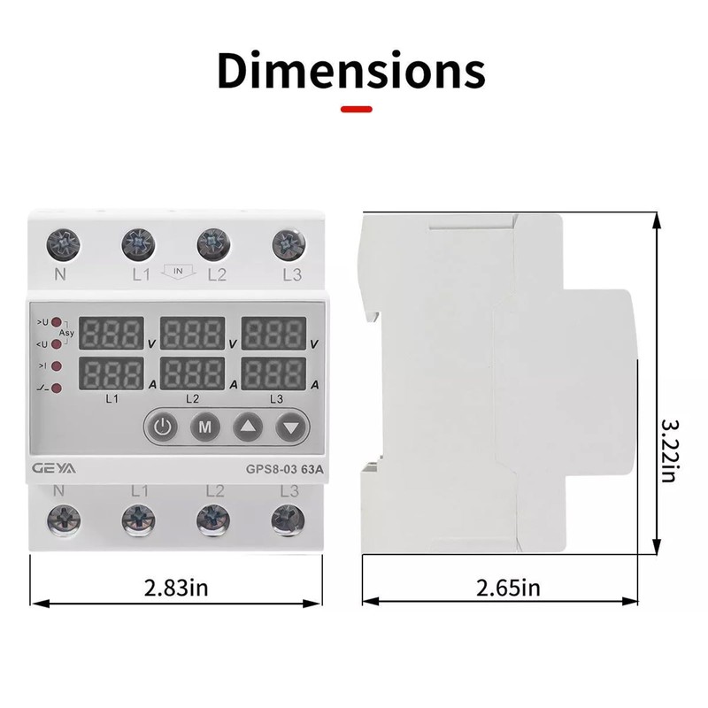 GEYA 3-Phasen-Überstromschutz, Über- und Unterspannungsschutzvorrichtung (Upper wiring-63A)