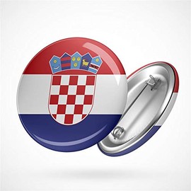 Hellweg Druckerei Button Badge Croatia Flag Balkans Island Flag Badge Gift Idea Badge Pin, Metal