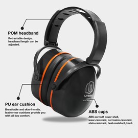 LYSIAN Foldable Noise Reduction Earmuffs, Hearing Protection Safety Ear Muffs for Shooting, Industry Workshop, Loud Security Events