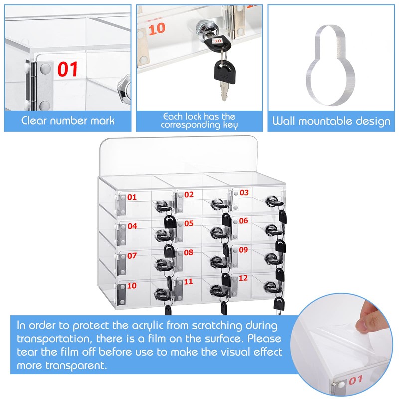 Threan 12 Slot Cell Phone Storage Box, Acrylic Clear Cell