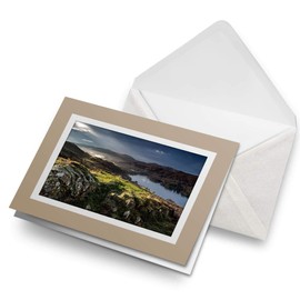 Greeting Cards Biege (Insert) - Coniston Water Lake District England Blank Greetings Card Birthday Kids Party Boys Girls #16183