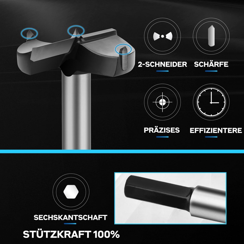 Forstner Drill Bit 65 mm, Forstner Drill Bit with Hex