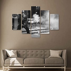 Scarface Alpacino Say Hello To My Friends Canvas Art Wall Art Home Decor - Various Sizes (5 Pieces Medium)