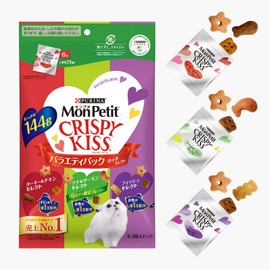 Mon Petit Crispy Kiss Cat Treats Variety Pack Rich Select (Turkey & Chicken Select Tuna & Salmon Select Fish Select) 5.9 oz (144 g) (6 g x 24 bags)